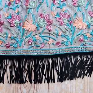 Sheer embroidered kimono